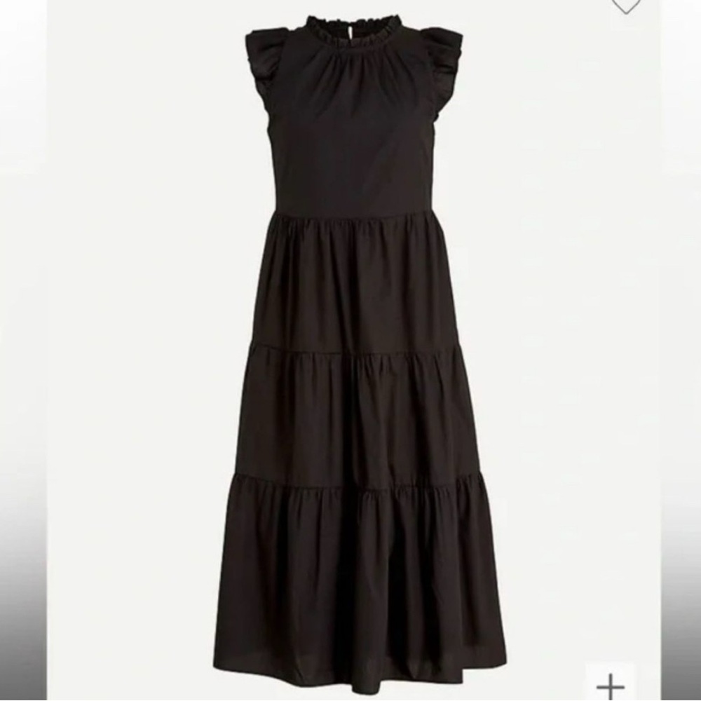 J. Crew Tiered Ruffle Sleeve Cotton Midi Dress